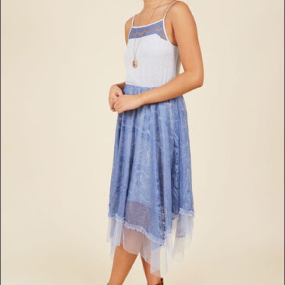 ModCloth blue asymmetrical hem dress